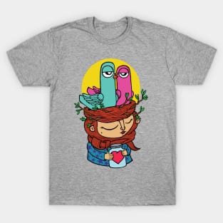 The Love Pigeons: A Whimsical Tale of Tender Moments T-Shirt